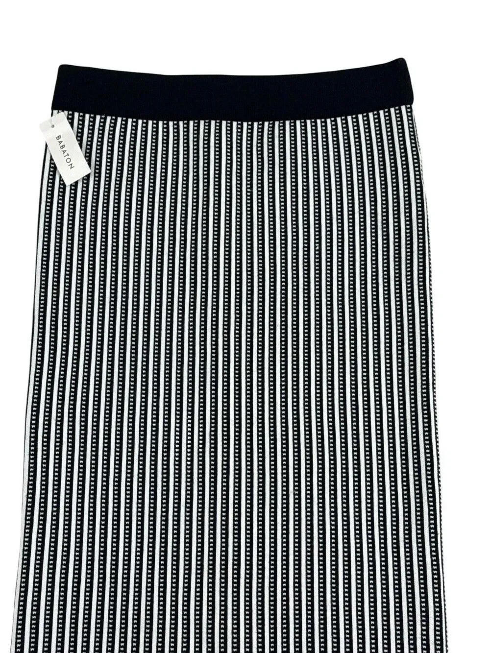 Aritzia Babaton Sculpt Knit Bodycon Tube Midi Skirt Black/White Stripe Size M